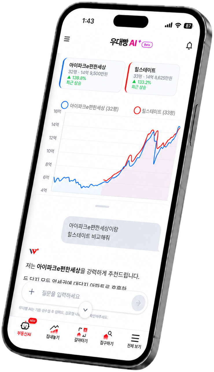 우대빵 앱 실제 화면 — AI 비교 채팅